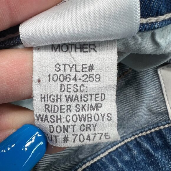 Mother Superior High Waisted Rider Skimp Jeans in Cowboy's Don't Cry Size 30 - Picture 6 of 7
